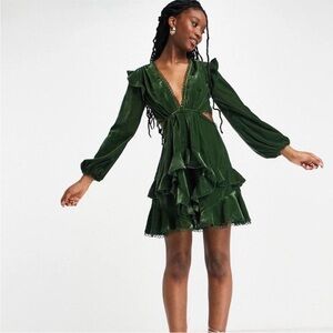 ASOS Green Ruffled Dress
